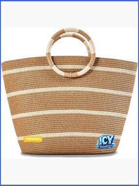 Large Woven Straw Tote Beach Bag Handbag Vacation Holiday